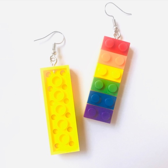 Multicolor Lego Earrings - Picture 2 of 2